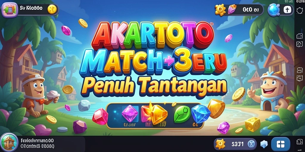 Tangkapan layar gameplay AKARTOTO menampilkan keseruan permainan Match-3.