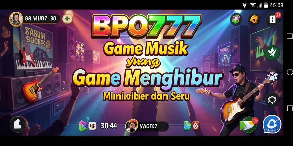 Tangkapan layar utama dari gameplay BPO777 yang menunjukkan momen seru bermain musik.