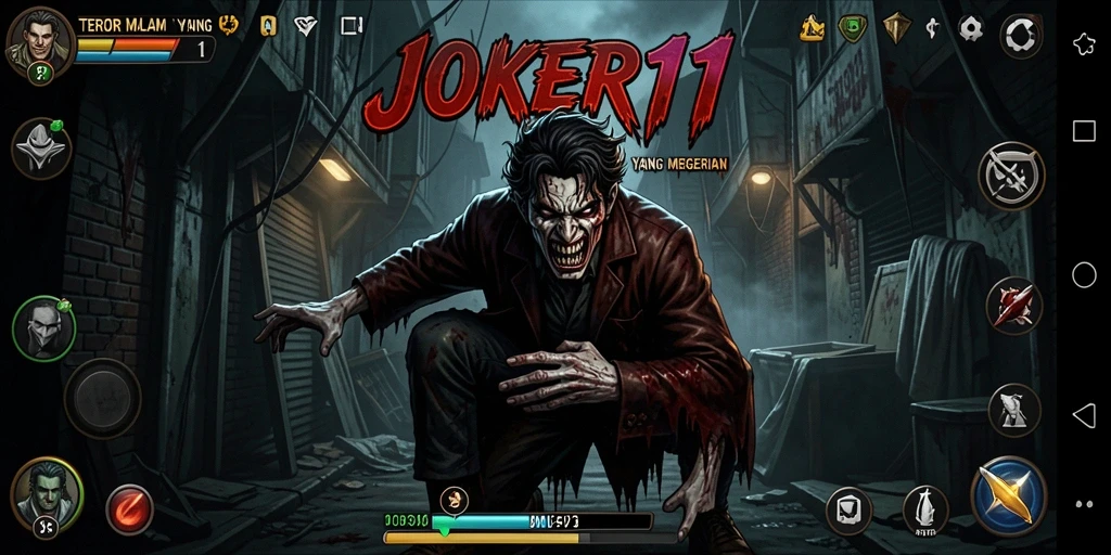 Screenshot menampilkan suasana mencekam dalam gameplay JOKER11.