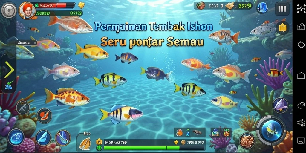 Gameplay menembak ikan yang seru dan menantang.