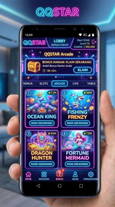 Tampilan antarmuka utama aplikasi qqstar.